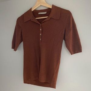 Everlane — Italian Merino Rib Polo in Cocoa Brown